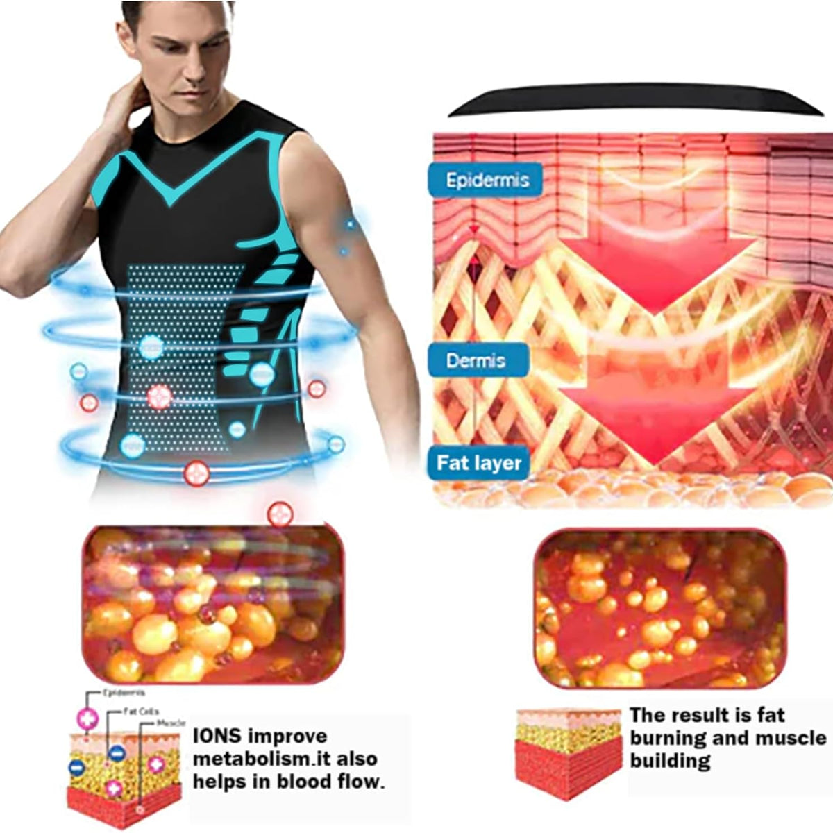 Menâs Ionic Shaping Slimming Compression Vest