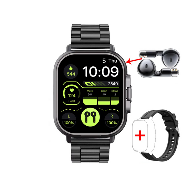 2-in-1 Smartwatch & Wireless Earphones – Ultimate Convenience