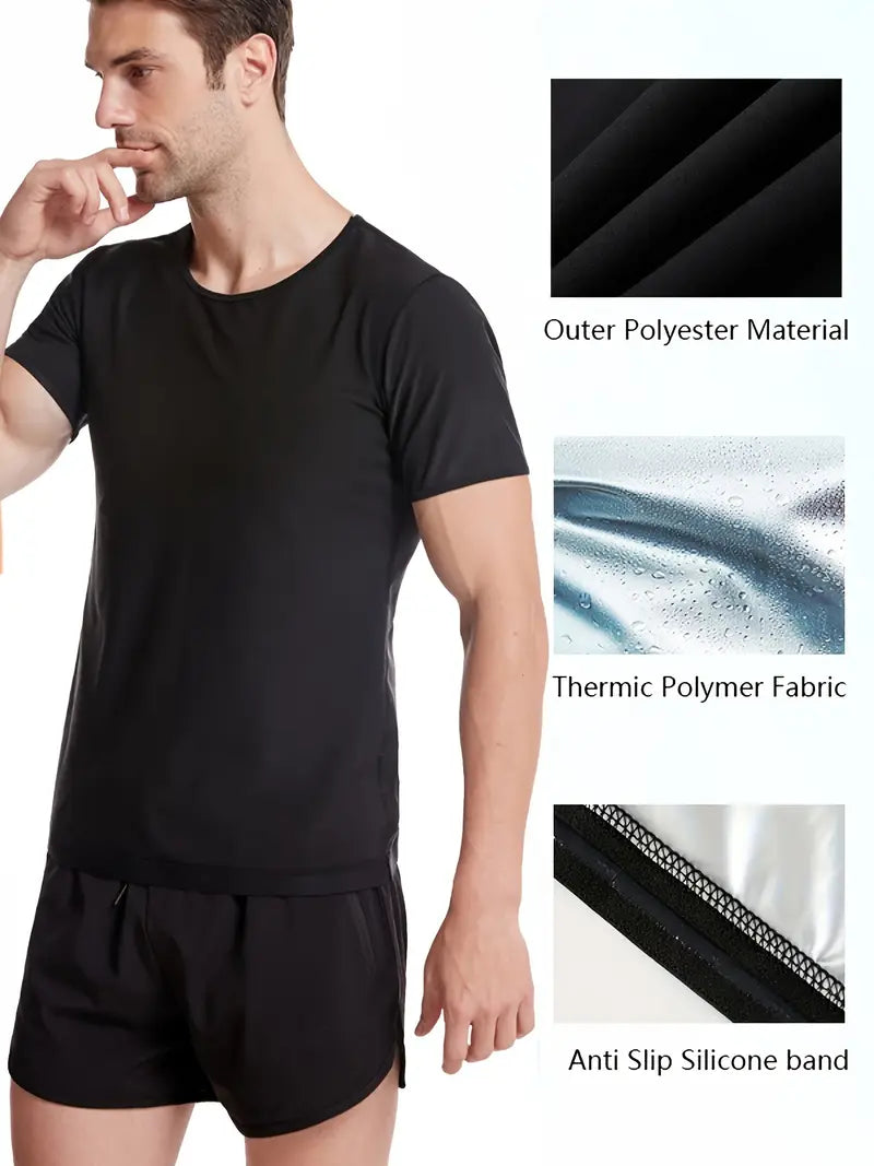 Menās Sweat Sauna T-Shirt Waist Trainer