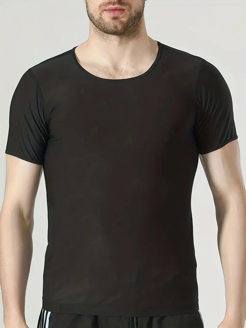 Menās Sweat Sauna T-Shirt Waist Trainer