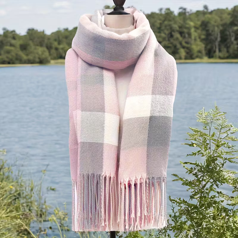 Women’s Striped Winter Scarf – Soft Elegant Cold-Weather Wrap