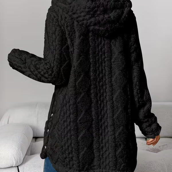 Women’s Warm Sherpa Fleece Cardigan – Soft Button-Up Teddy Jacket