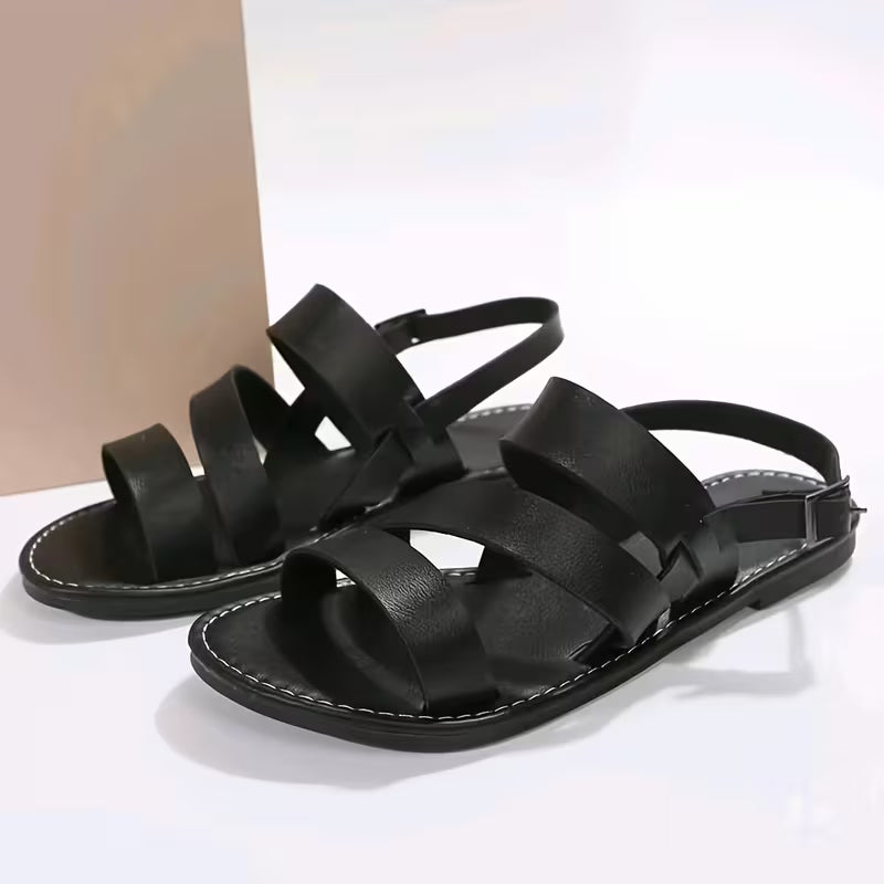 Women’s Adjustable Strappy Summer Sandals – Comfortable Casual Walking Sandals