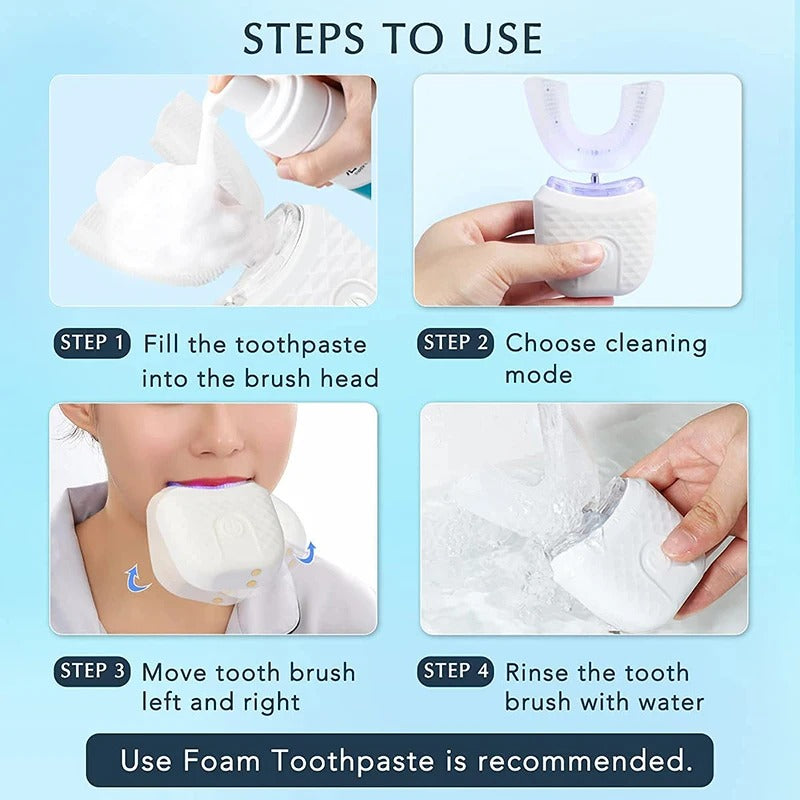 U-Shaped Electric Toothbrush | Automatic 360° Cleaning & LED Light