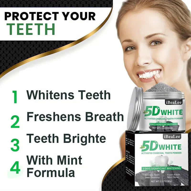 Activated Charcoal Teeth Whitening Cleaning Powder - 60g