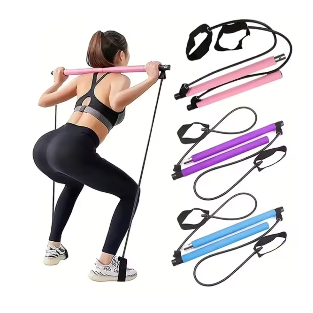Portable Pilates Bar with Resistance Bands – Full Body Workout for Home, Travel & Toning
