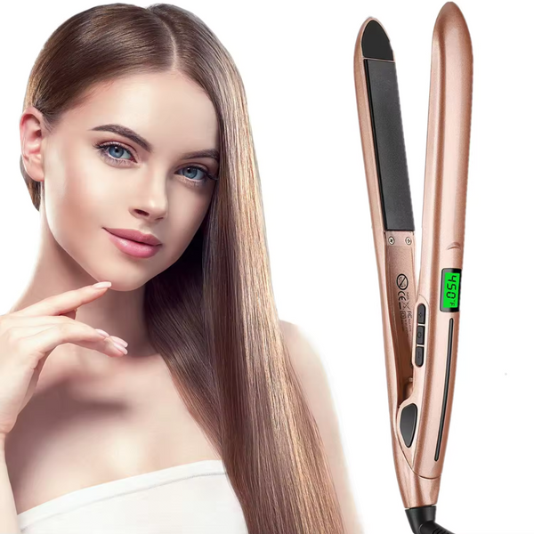 2-in-1 Ceramic Hair Straightener & Curler with LCD Display