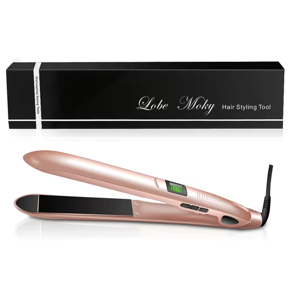 2-in-1 Ceramic Hair Straightener & Curler with LCD Display