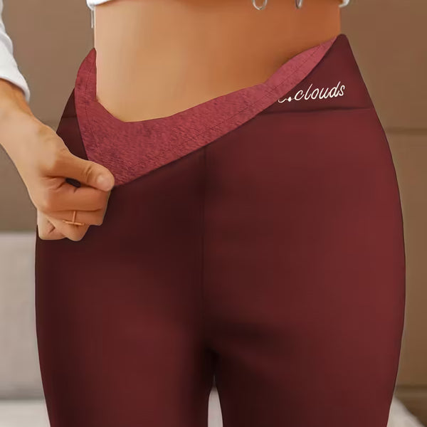 Casual Thermal Fleece Lined Leggings High-Rise Warm