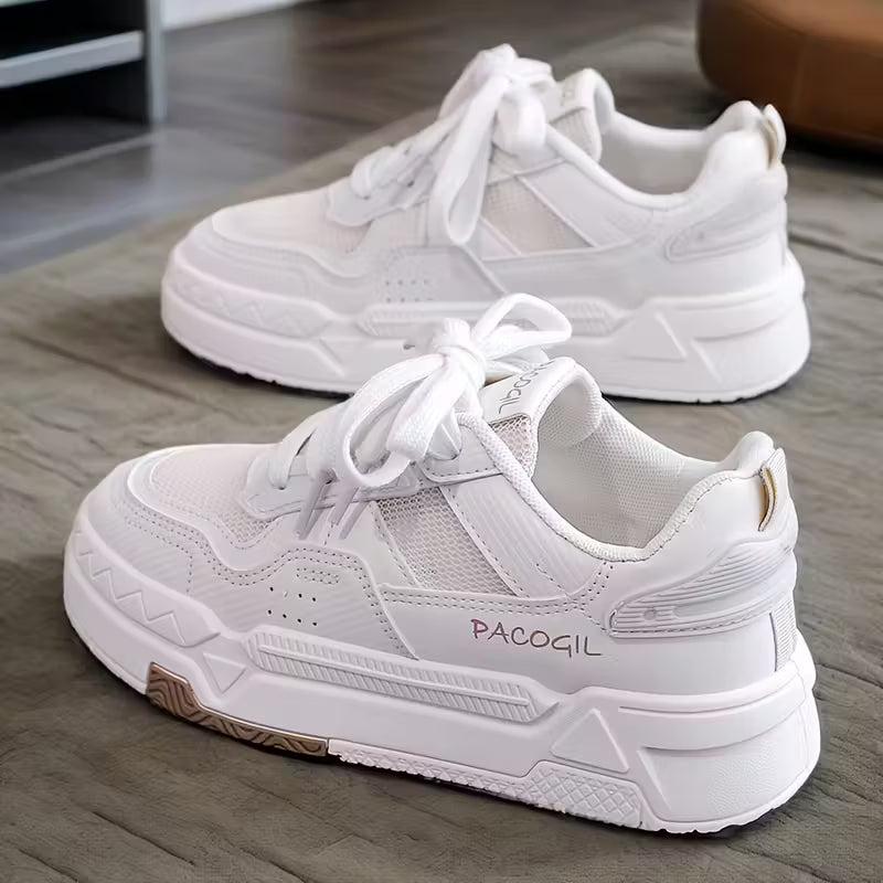 Women’s Chunky White Trainers – Comfortable Platform Sneakers for Everyday Wear