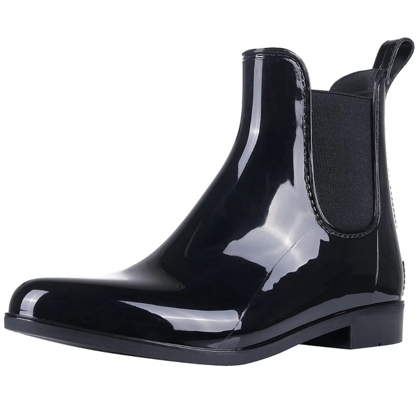 Women’s Waterproof Chelsea Boots – Black Rubber Ankle Rain Boots | RainBelle™