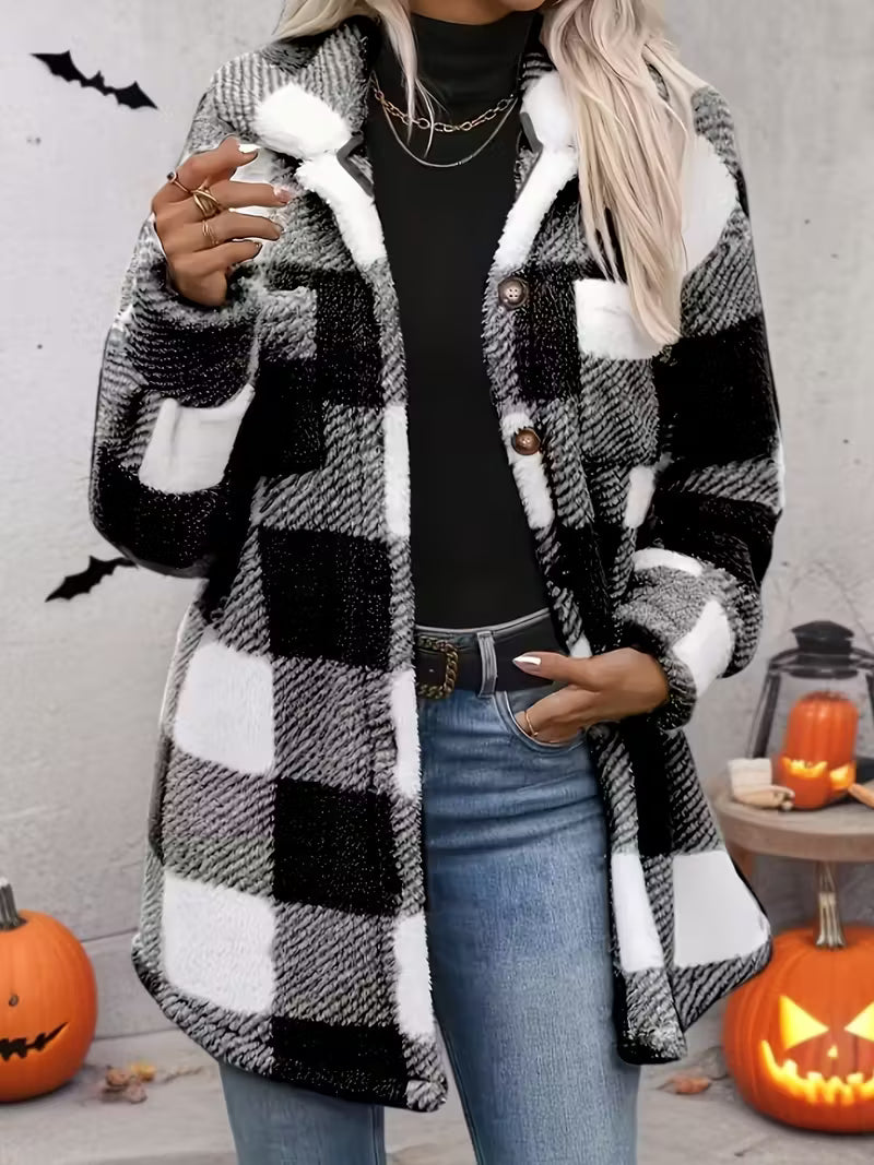 Women’s Plaid Shirt Jacket – Warm Oversized Checkered Shacket