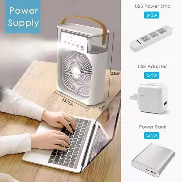 3-in-1 Mini Air Cooler Fan – Portable Cooling, Humidifier & Purifier for Home or Office