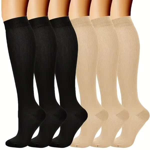 6 Pairs Compression Socks – Support Stockings for Circulation, Swelling & Travel