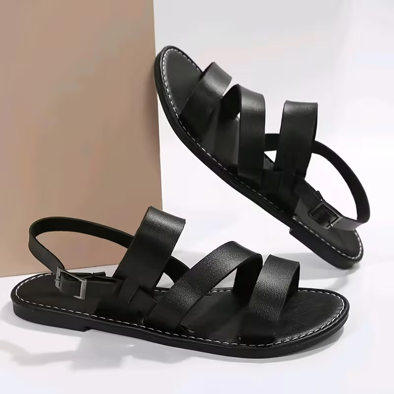 Women’s Adjustable Strappy Summer Sandals – Comfortable Casual Walking Sandals