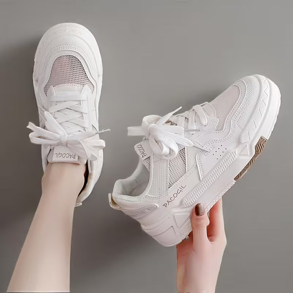 Women’s Chunky White Trainers – Comfortable Platform Sneakers for Everyday Wear