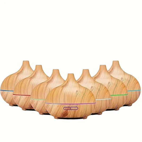 Wood Grain Ultrasonic Aromatherapy Diffuser – Cool Mist Humidifier with LED Light