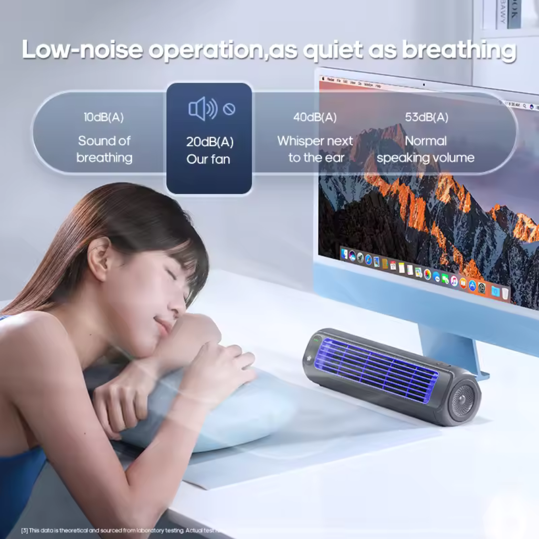 Rechargeable 3‑Speed Portable Tower Fan – Quiet USB Cooling
