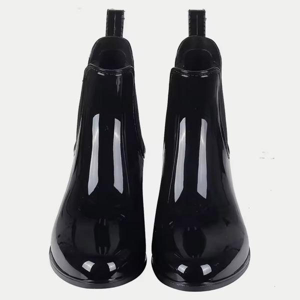 Women’s Waterproof Chelsea Boots – Black Rubber Ankle Rain Boots | RainBelle™