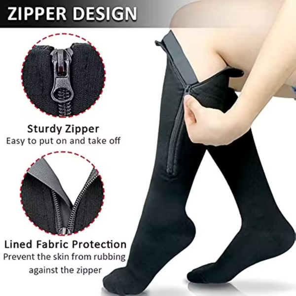 Zippered Compression Socks – Medical Support for Edema, Varicose Veins & Swelling Relief