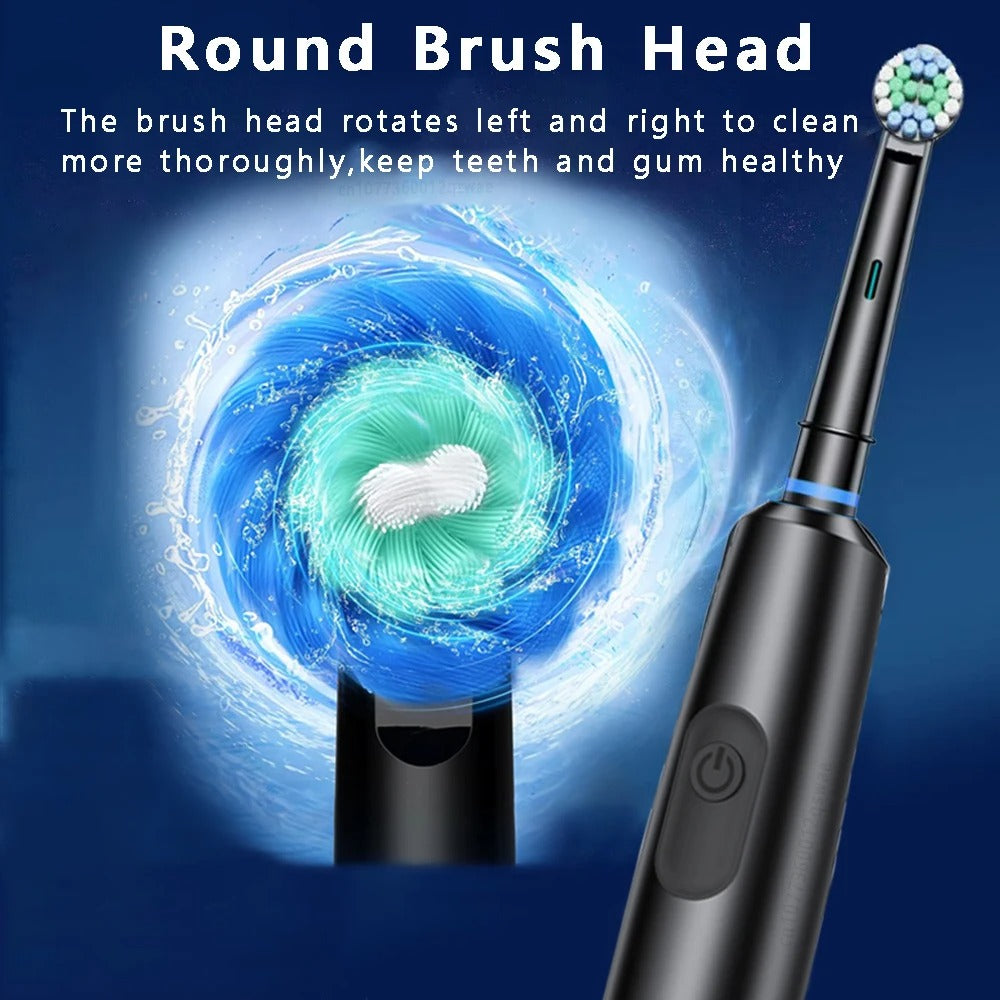 Rechargeable Rotary Electric Toothbrush | Deep Clean with 4 Brush Heads