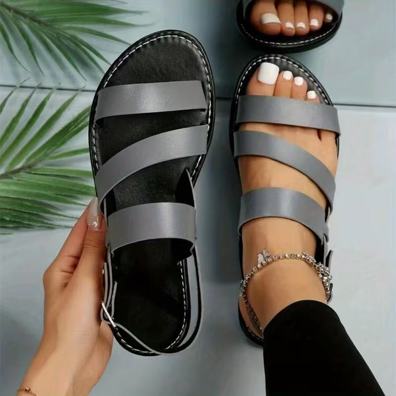 Women’s Adjustable Strappy Summer Sandals – Comfortable Casual Walking Sandals
