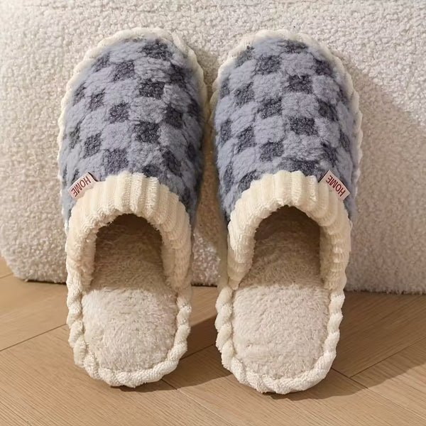 Women’s Warm Fluffy Slippers – Soft Knitted Furry Indoor House Shoes