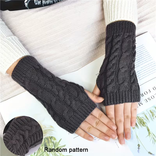 Women’s Knitted Acrylic Fingerless Gloves Soft Warm Winter Mitts