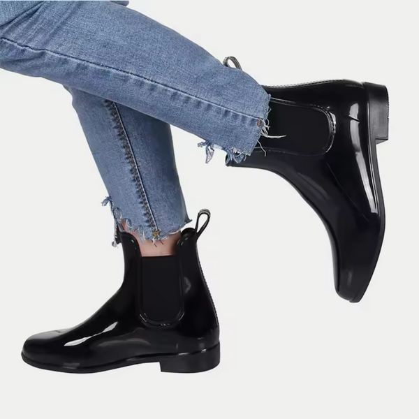 Women’s Waterproof Chelsea Boots – Black Rubber Ankle Rain Boots | RainBelle™