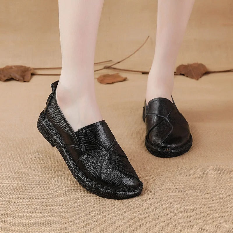 Women’s Retro Patchwork Loafers – Comfy Slip-On Shoes with Artistic Style
