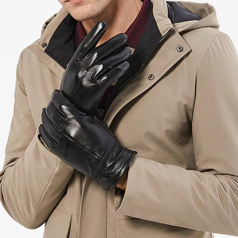 Unisex Sheepskin Winter Gloves – Warm, Breathable Full-Finger Design
