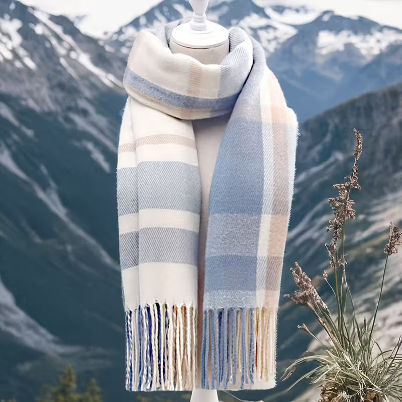 Women’s Striped Winter Scarf – Soft Elegant Cold-Weather Wrap