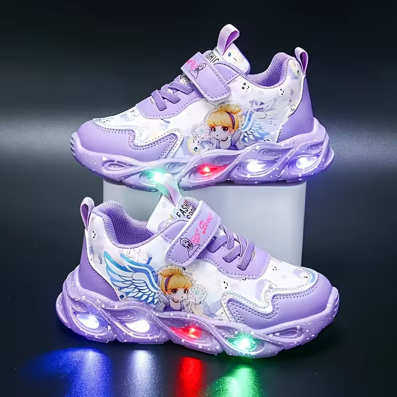 Kids LED Flashing Angel Wings Sneakers For Girls