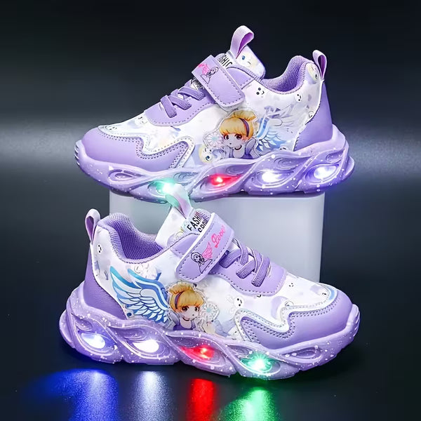 Kids LED Flashing Angel Wings Sneakers For Girls