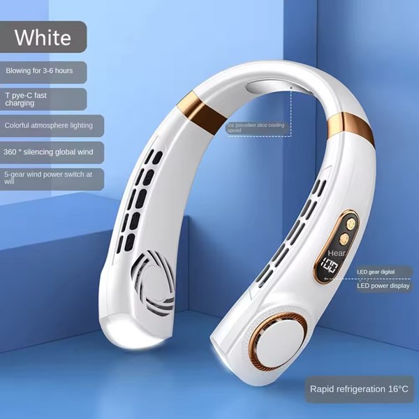 Bladeless Rechargeable Neck Fan with Digital Display