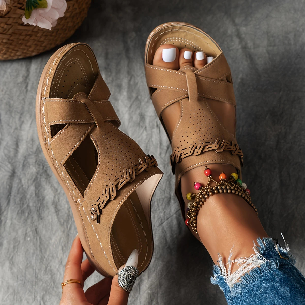 Women's Orthopedic Soft Sole Sandals – Slip-On Wedge with Arch Support