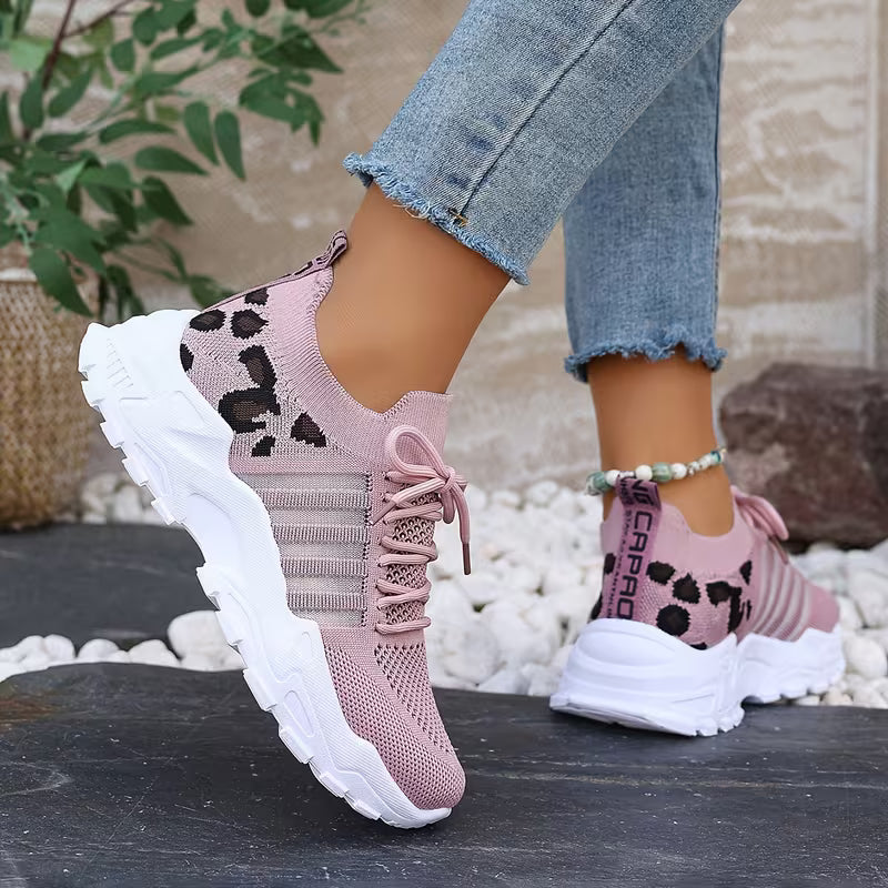 Women’s Breathable Lightweight Leopard Print Sneakers