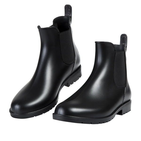 Women’s Waterproof Chelsea Boots – Black Rubber Ankle Rain Boots | RainBelle™