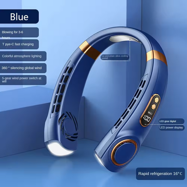 Bladeless Rechargeable Neck Fan with Digital Display