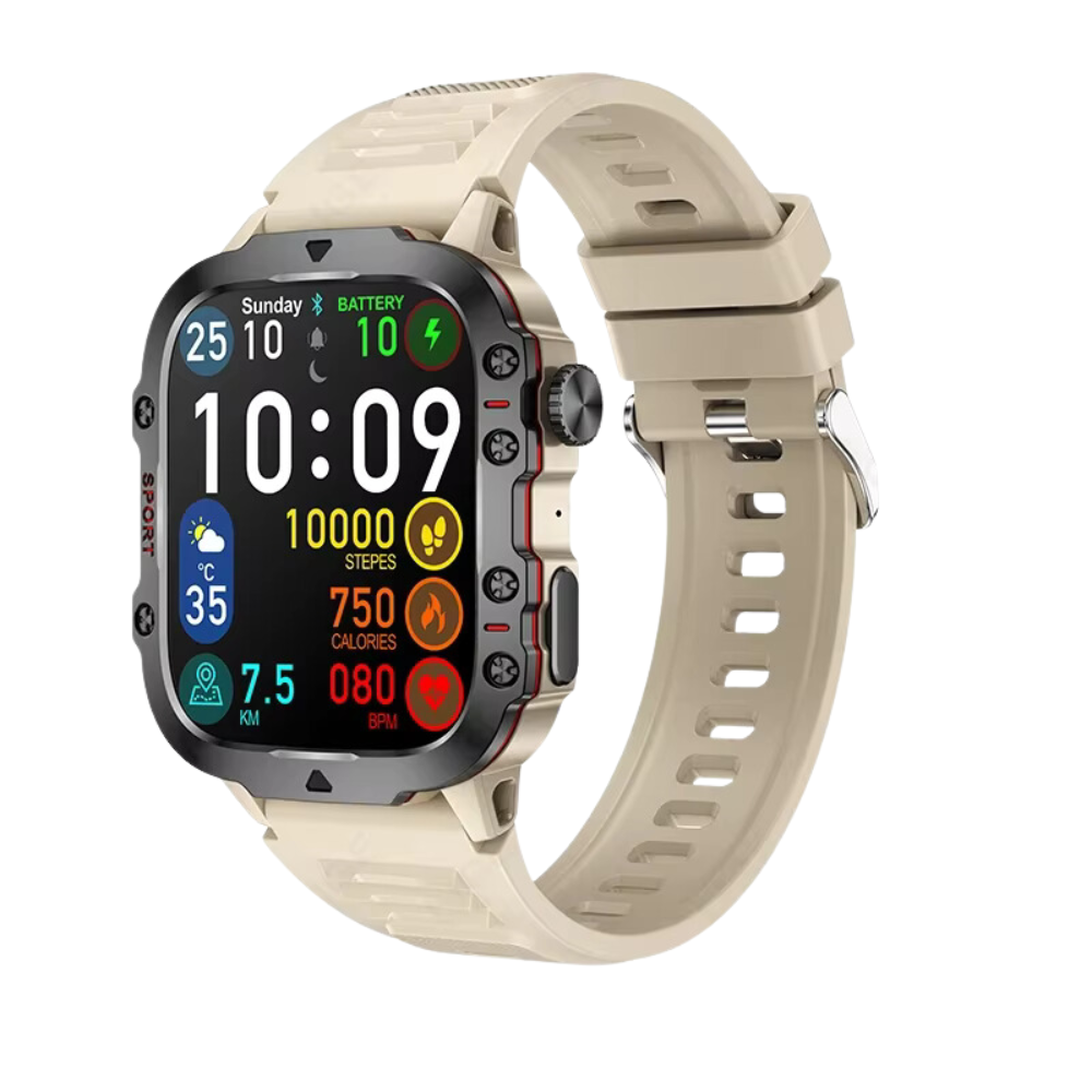 Rugged Military-Grade Waterproof Smartwatch – Bluetooth, Fitness Tracking & Long Battery Life