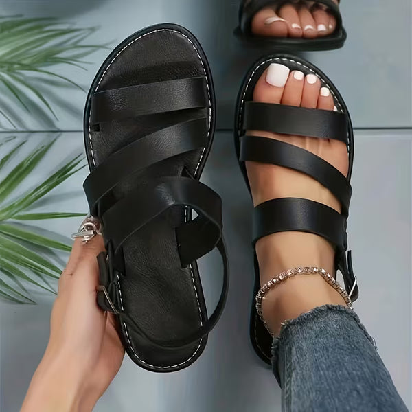 Women’s Adjustable Strappy Summer Sandals – Comfortable Casual Walking Sandals