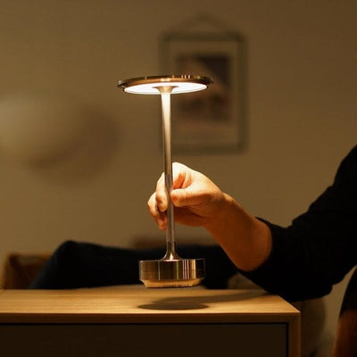 Sleek Metallic Cordless Table Lamp