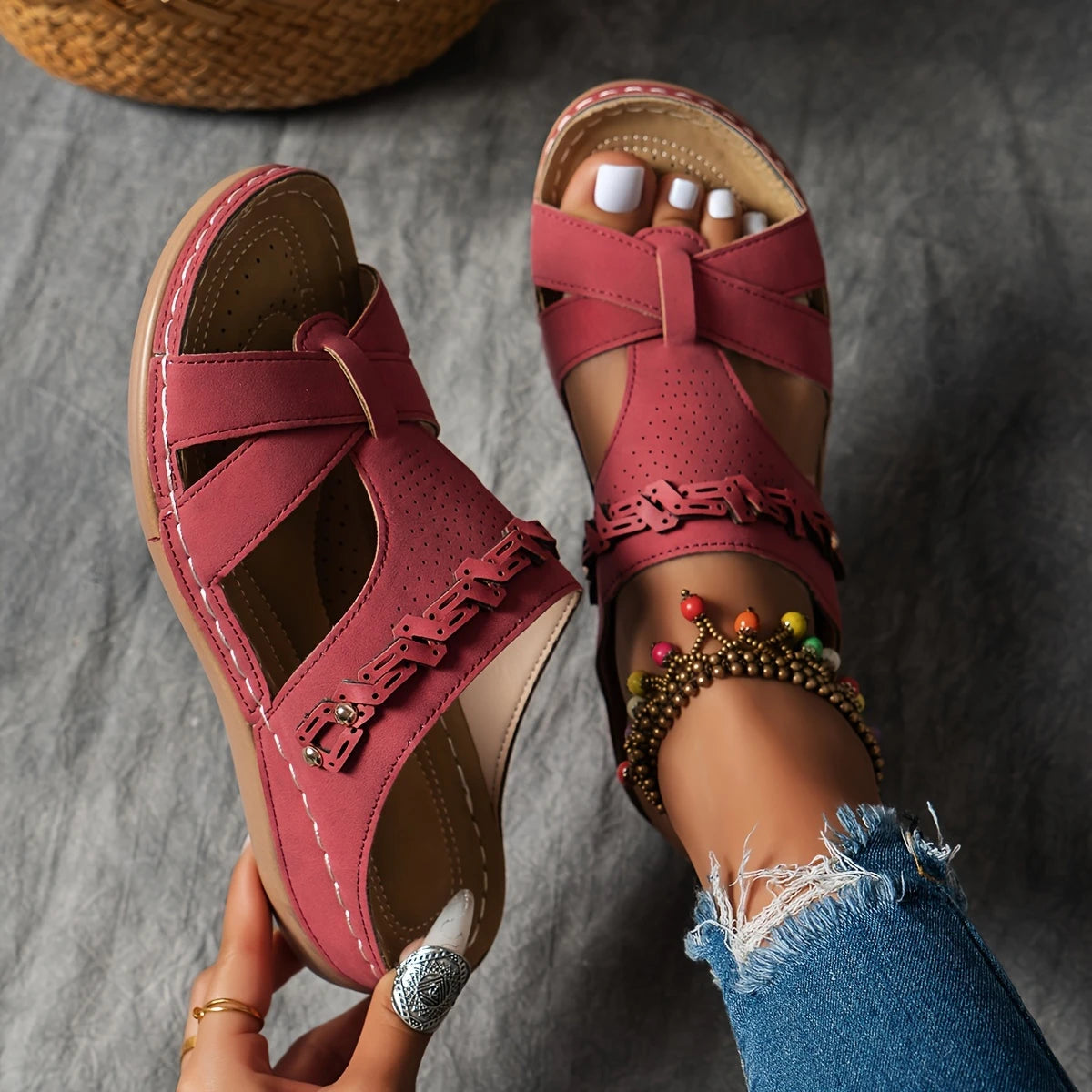 Women's Orthopedic Soft Sole Sandals – Slip-On Wedge with Arch Support