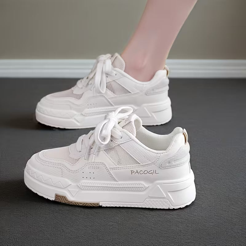 Women’s Chunky White Trainers – Comfortable Platform Sneakers for Everyday Wear