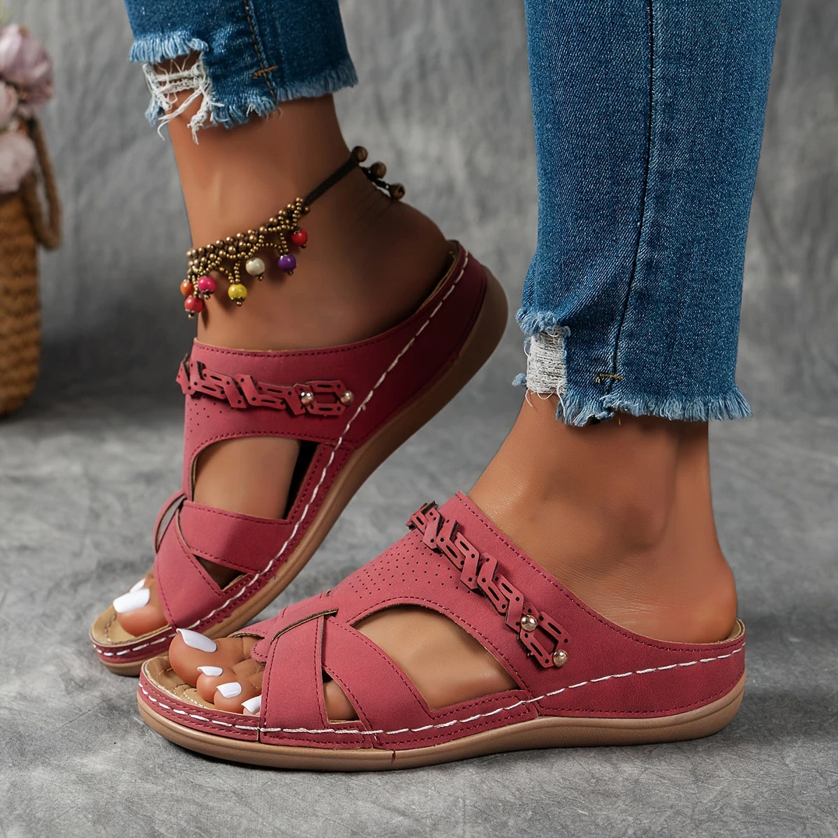 Women's Orthopedic Soft Sole Sandals – Slip-On Wedge with Arch Support