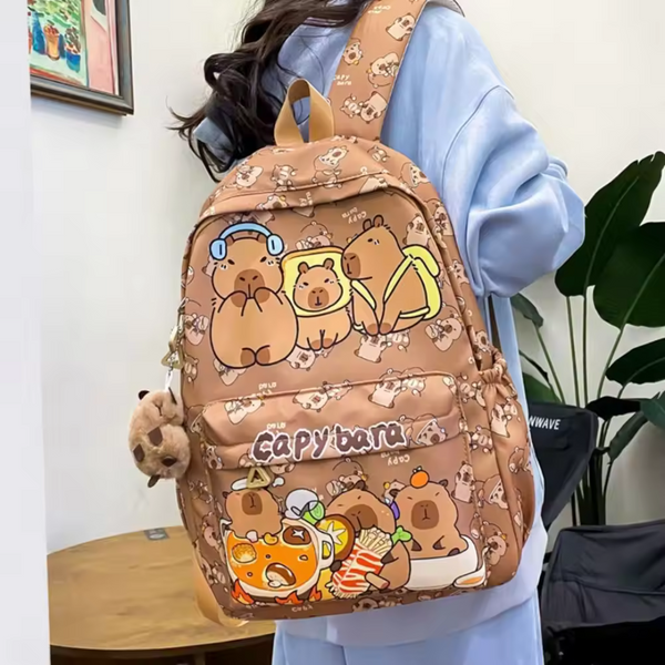 Trendy & Stylish Capybara Cartoon Backpack – Cute Large-Capacity Design