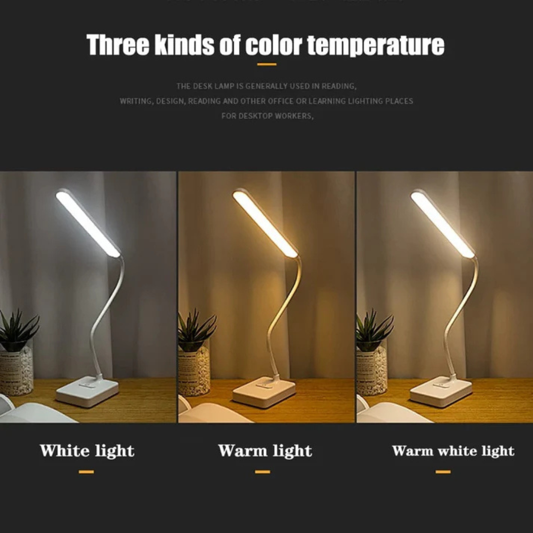 Flexible Arm USB Rechargeable Desk Lamp – Adjustable LED Lighting