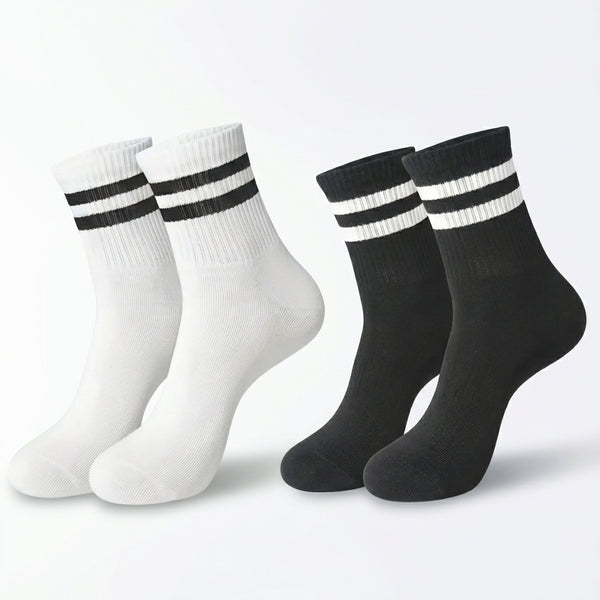 Premium Essential Duo Socks – Black & White (2 Pairs) Size: UK 5–9