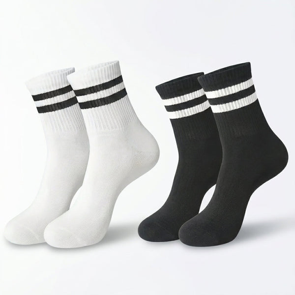🎁 2 pairs of Premium Essential Duo Socks – Black & White – Size: 5–9 (FREE)