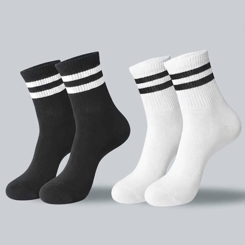 Premium Essential Duo Socks – Black & White (2 Pairs) Size: UK 5–9